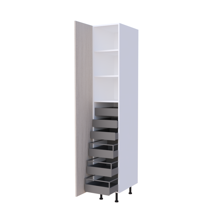 Colonne de cuisine 40x235cm 1 porte et 6 tiroirs interieurs, rangement reserves sur mesure