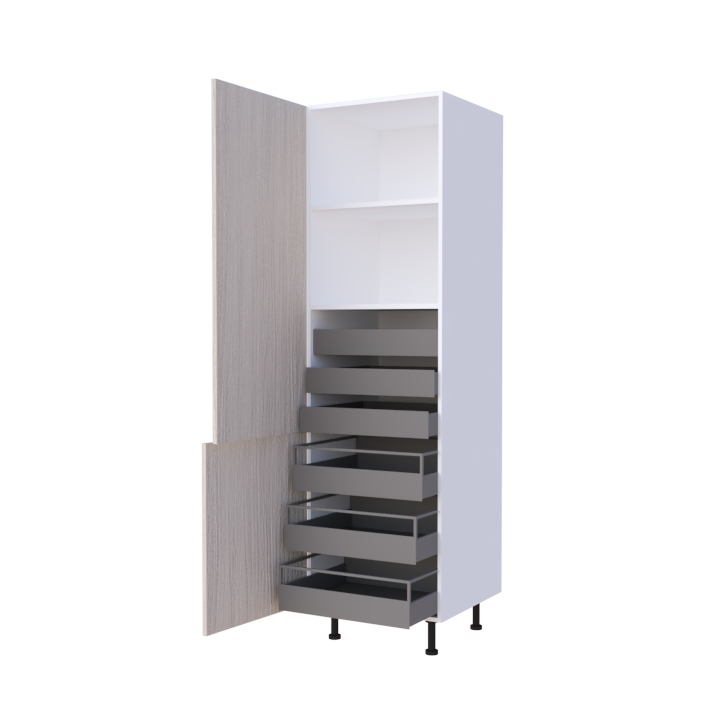 Colonne de cuisine 60x215cm 1 porte et 6 tiroirs intérieurs, rangement sur mesure