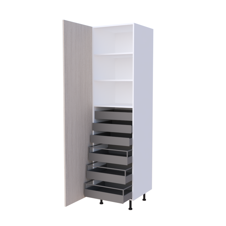 Colonne de cuisine 60x235cm 1 porte et 6 tiroirs intérieurs, rangement denrées sur mesure