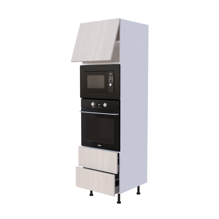 Colonne cuisine 60x215cm pour four et micro-onde encastrables avec casseroliers et abattant