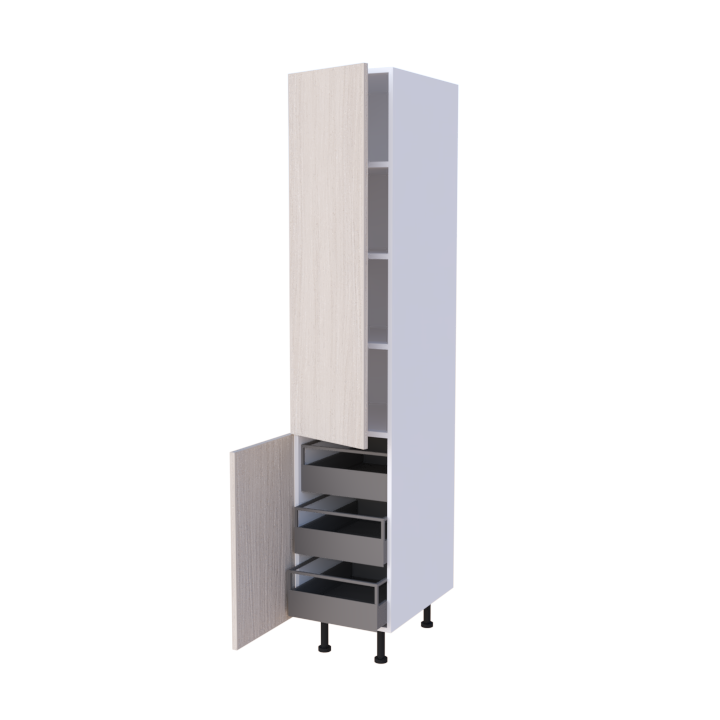 Colonne de cuisine 2 portes 3 tiroirs 40x215cm, rangement denrées sur mesure