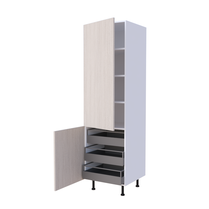 Colonne de cuisine 2 portes 3 tiroirs 60x215cm, rangement réserve sur mesure