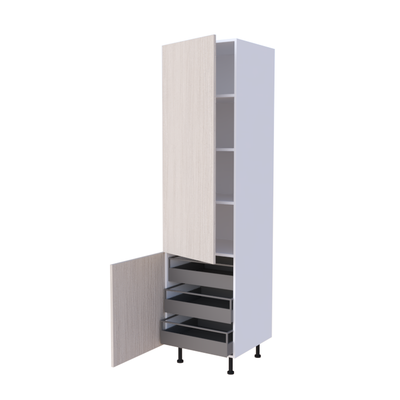 Colonne de cuisine 2 portes 3 tiroirs 60x235cm, rangement réserve grande hauteur sur mesure