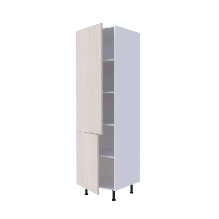 Colonne de cuisine 2 portes 60x215cm avec étagères intérieures, rangement provisions sur mesure