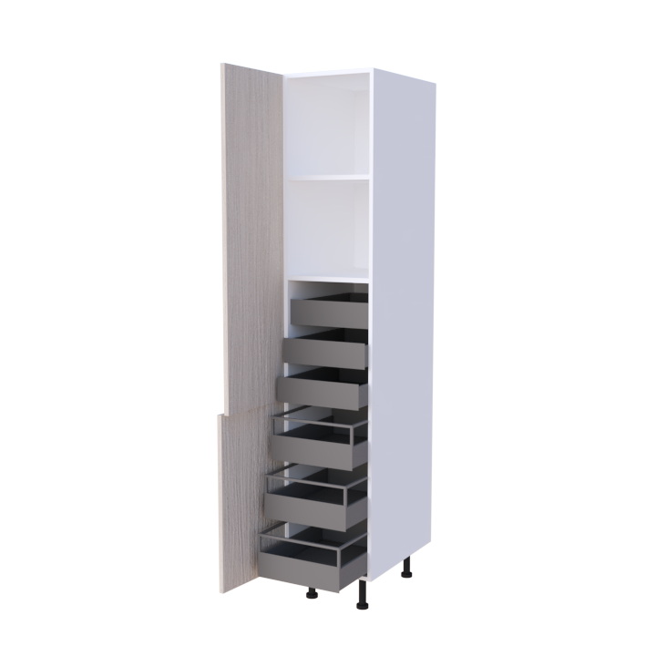 Colonne de cuisine 2 portes 6 tiroirs 40x215cm, rangement denrées sur mesure