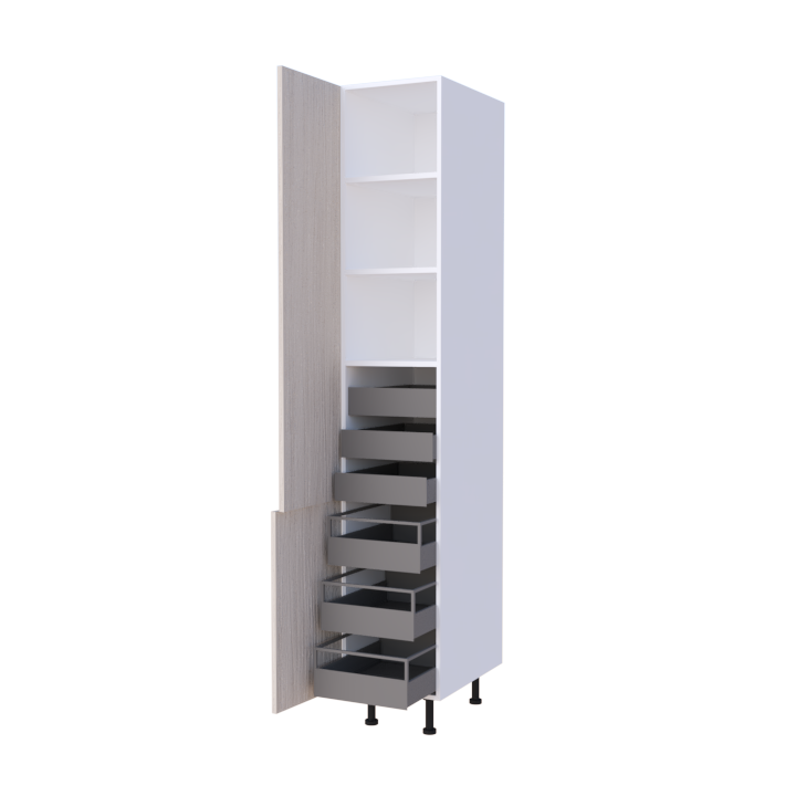 Colonne de cuisine 2 portes 6 tiroirs 40x235cm, rangement denrées sur mesure