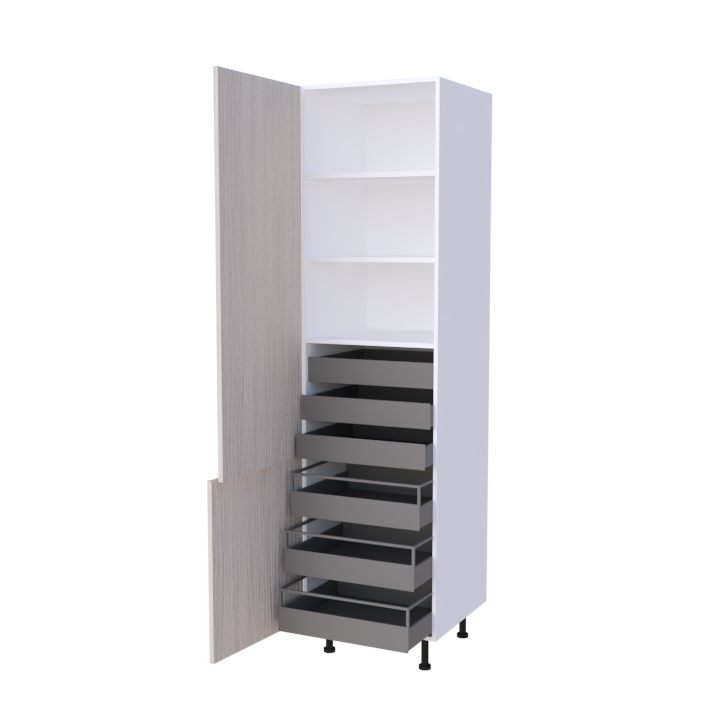 Colonne cuisine 2 portes 6 tiroirs 60x235cm, rangement provisions sur mesure
