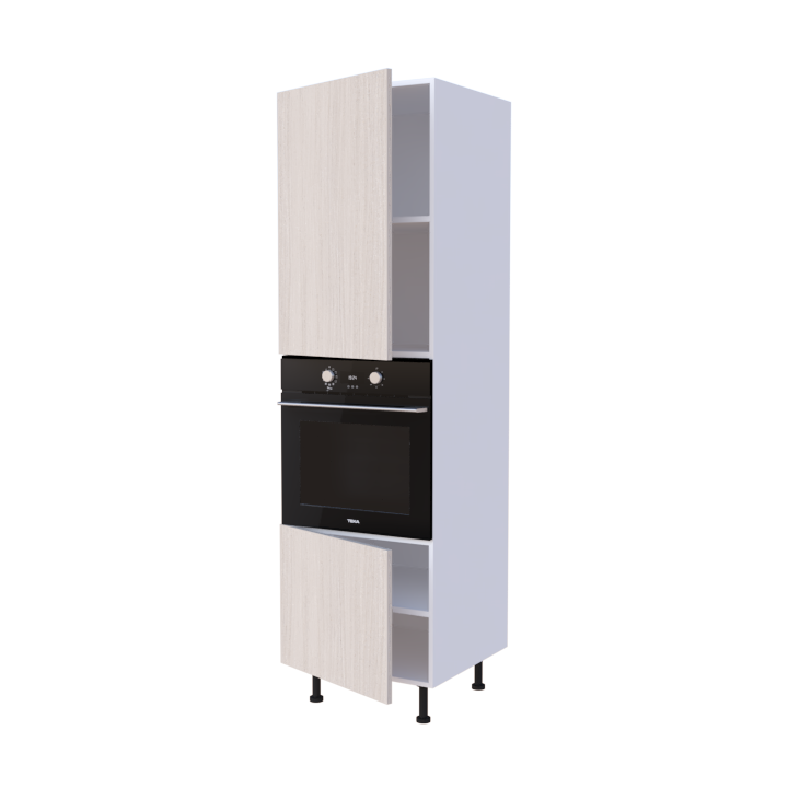 Colonne four encastrable 60x215cm avec 2 portes de rangement, meuble cuisine sur mesure