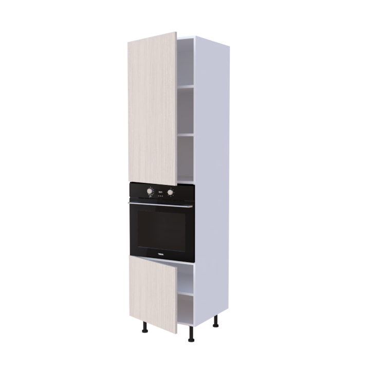 Colonne four encastrable 60x235cm avec 2 portes de rangement, meuble cuisine sur mesure