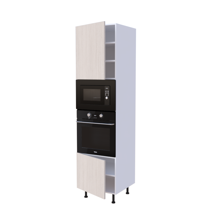 Colonne four et micro-onde encastrable 60x235cm avec 2 portes, rangement cuisine sur mesure