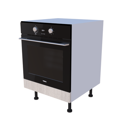 Meuble bas four 60x85cm avec bandeau, coloris chêne blond clair, cuisine sur mesure