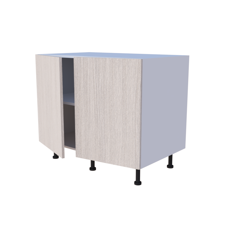 Meuble bas de rangement 2 portes - larg. 100 cm - faible profondeur - Haut. 85cm (pieds inclus)