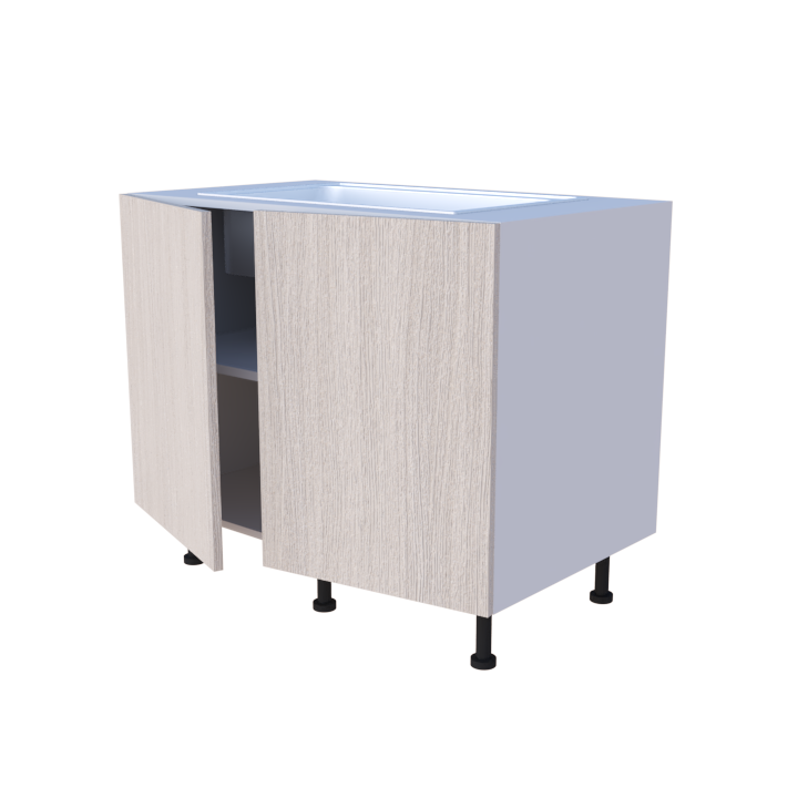 Meuble bas évier 2 portes 100x85cm avec tablette, rangement cuisine sur mesure
