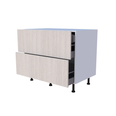 Meuble bas casserolier 2 tiroirs 100cm, grand volume de rangement pour cuisine sur mesure