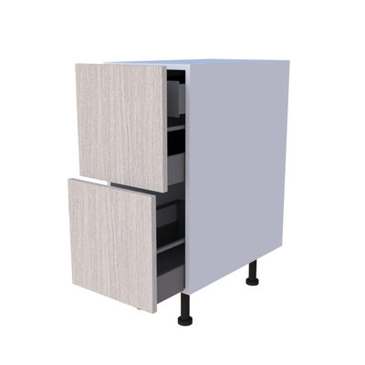 Meuble bas casserolier 2 tiroirs 35cm pour cuisine, grand volume de rangement sur mesure