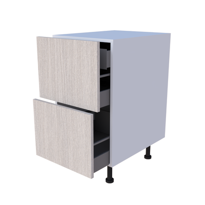 Meuble bas casserolier 45cm 2 tiroirs coulissants, grand volume rangement cuisine sur mesure