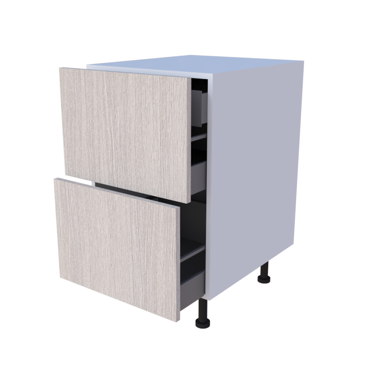 Meuble bas casserolier 50cm avec 2 tiroirs et tiroir caché, rangement cuisine sur mesure