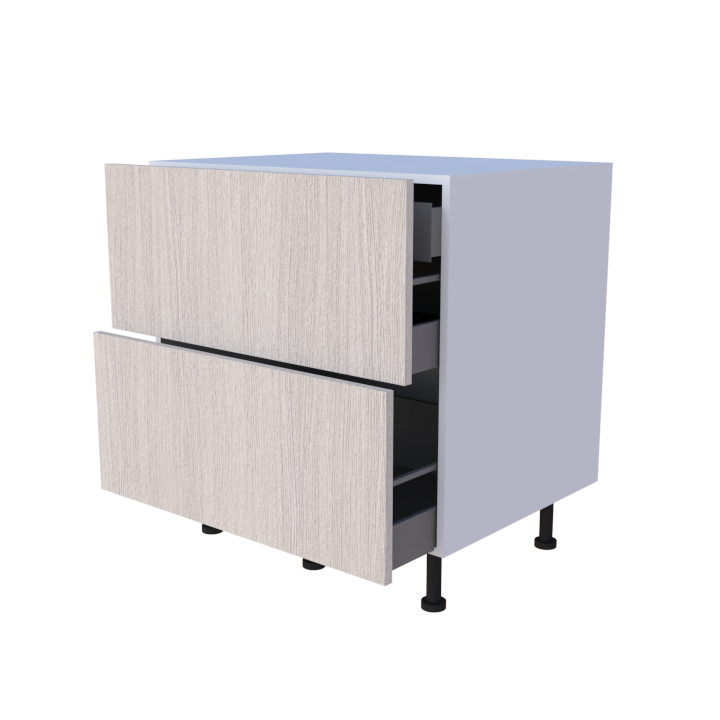 Meuble bas casserolier 80cm 2 tiroirs, grand volume de rangement pour cuisine sur mesure