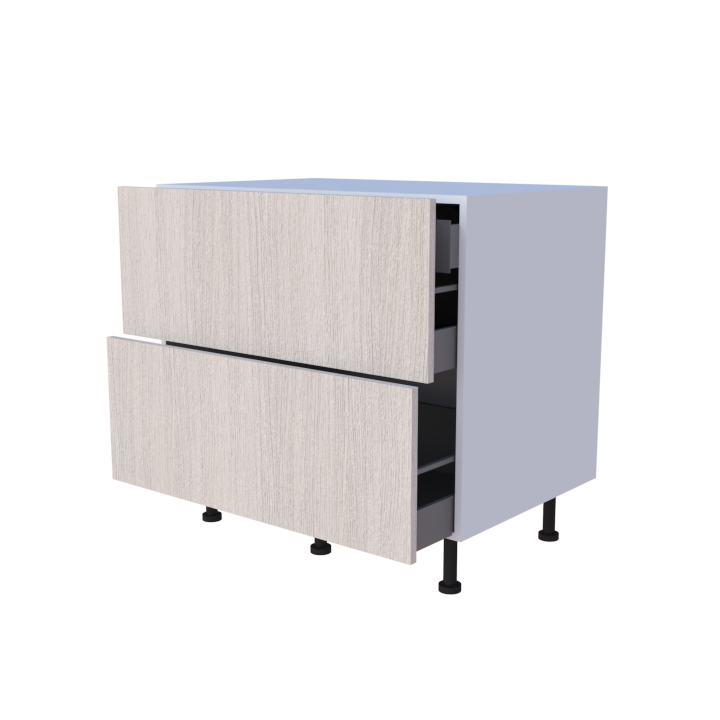 Meuble bas 2 casseroliers 90cm, grand volume de rangement pour cuisine sur mesure