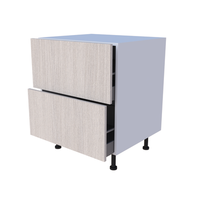 Meuble bas 2 casseroliers 70cm en mélamine, grand volume de rangement pour cuisine sur mesure