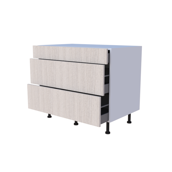 Meuble bas 3 casseroliers 100x85cm avec tiroirs, grand volume de rangement cuisine