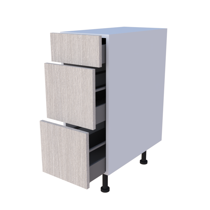 Meuble bas 3 casseroliers 30cm hauteur 85cm, grand volume de rangement cuisine sur mesure