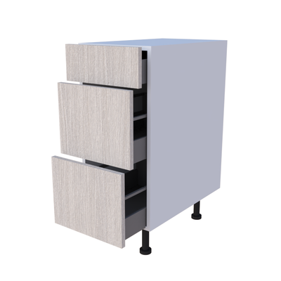 Meuble bas casserolier 3 tiroirs 35cm, grand volume de rangement pour cuisine sur mesure