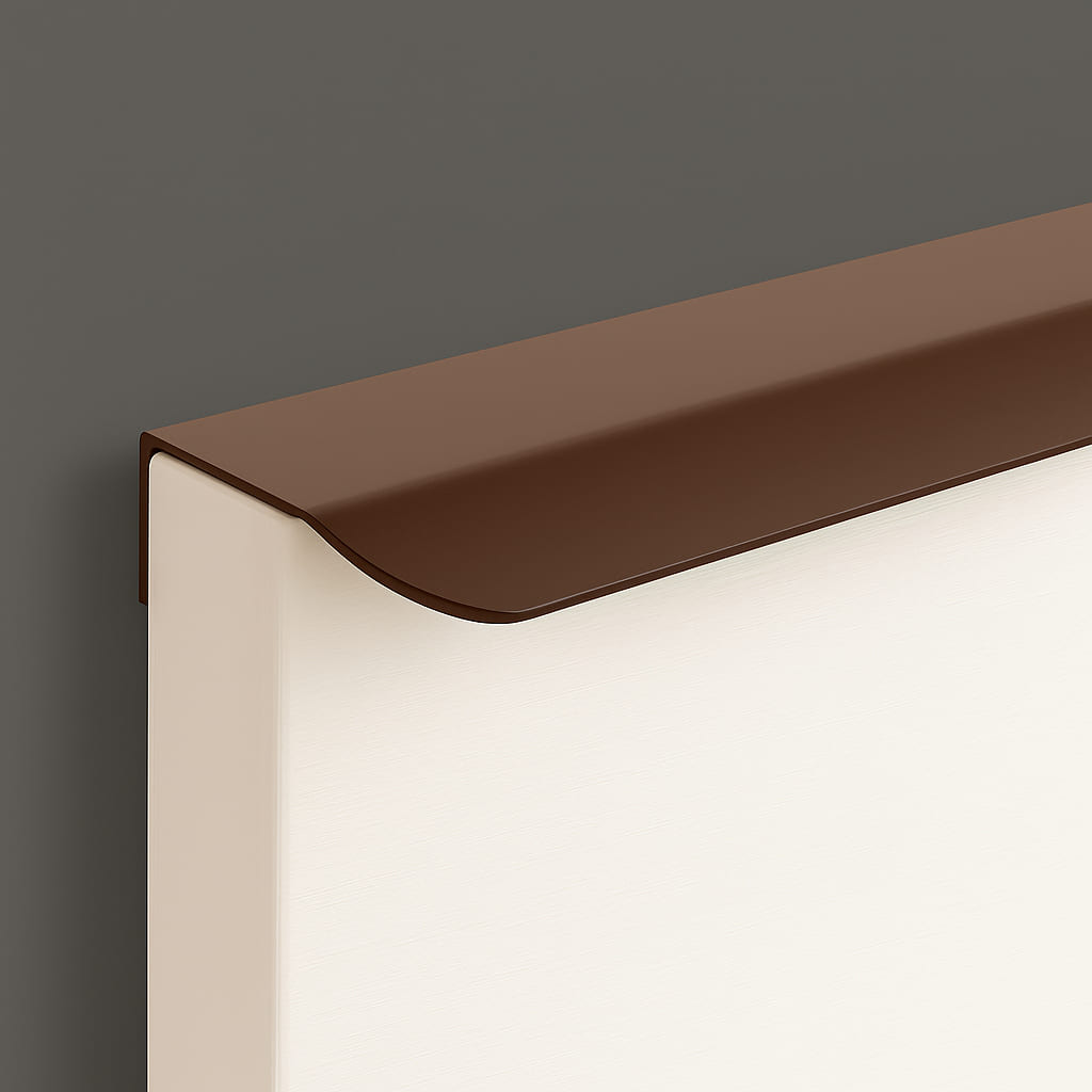 Poignée de meuble cuisine 200mm en métal taupe, finition contemporaine sur mesure