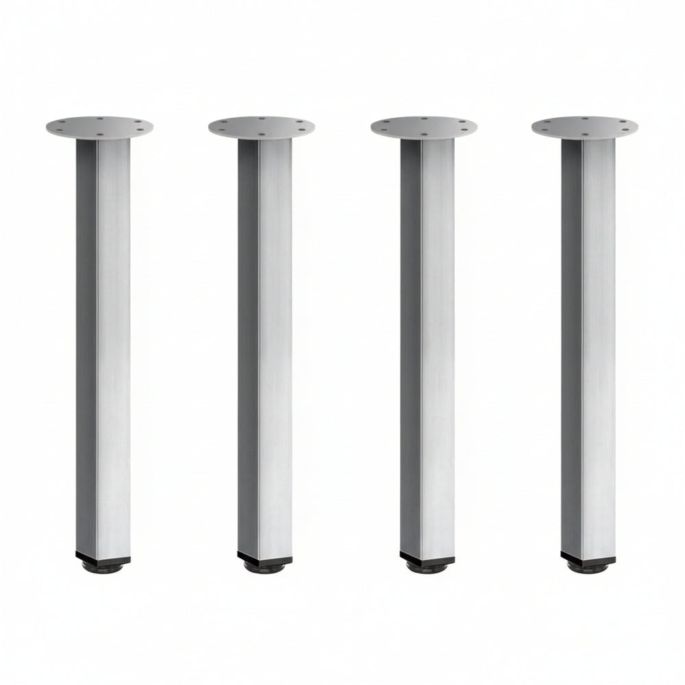 Pied de table tubulaire carré acier gris mat 60x60x710mm, vis incluses