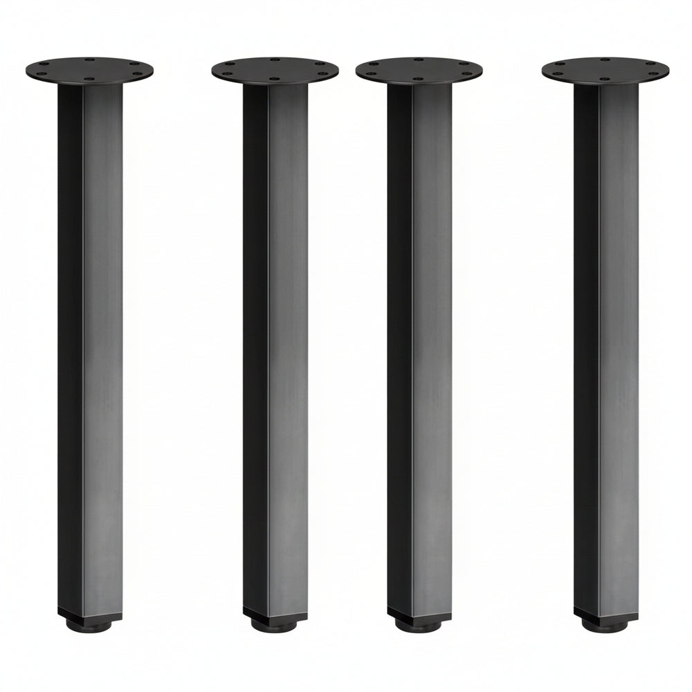 Pied de table carré tubulaire acier noir mat 60x60x710mm, vendu à l'unité