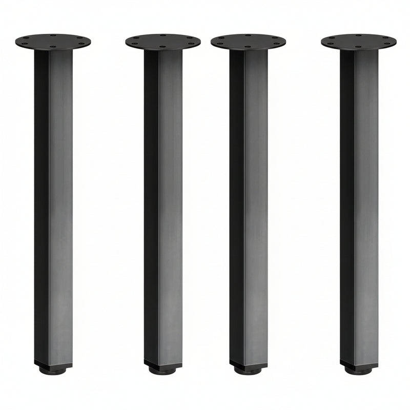 Pied de table carré tubulaire acier noir mat 60x60x710mm, vendu à l'unité