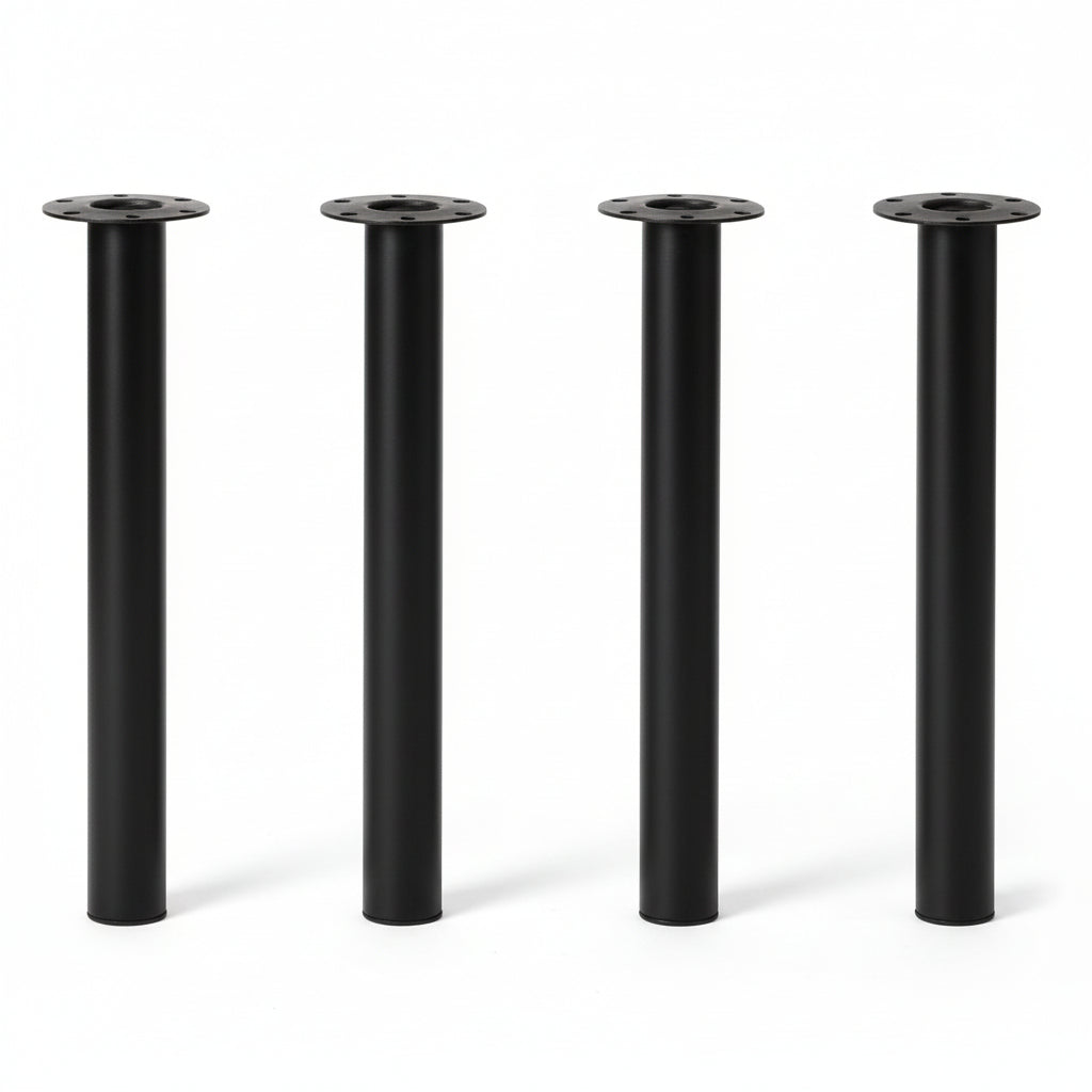 Pied de table cylindrique acier noir mat Ø60x900mm, vendu à l'unité vis incluses