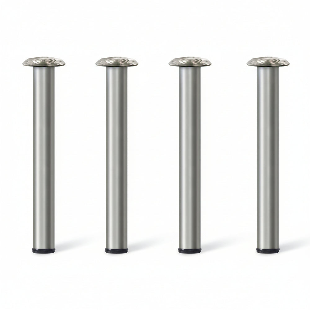 Pied de table cylindrique acier gris mat Ø60x710mm, haute résistance, vendu à l'unité