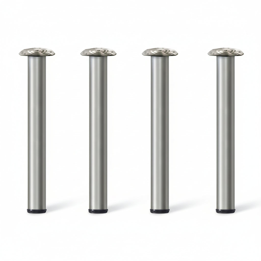 Pied de table cylindrique acier gris mat Ø60x710mm, haute résistance, vendu à l'unité