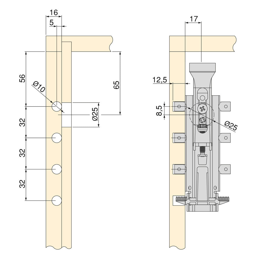 Kit de suspension invisible pour meuble haut : 2 crochets + plaque murale, acier zingué, 130 kg