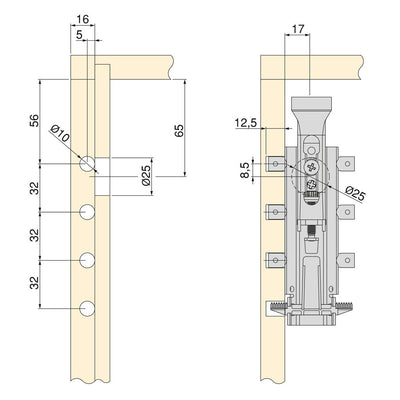 Kit de suspension invisible pour meuble haut : 2 crochets + plaque murale, acier zingué, 130 kg