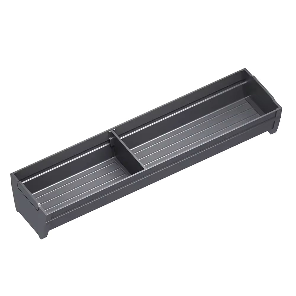 Bac organiseur tiroir aluminium gris anthracite 473x100x68mm, anti-dérapant cuisine