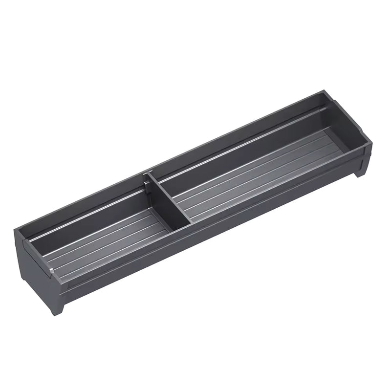 Bac organiseur tiroir aluminium gris anthracite 473x100x68mm, anti-dérapant cuisine