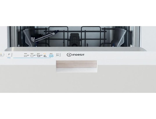 Lave-vaisselle tout intégrable INDESIT IN2IKE107 : Compact 45 cm 10 couverts, Push&Go, moteur Inverter et cuve inox