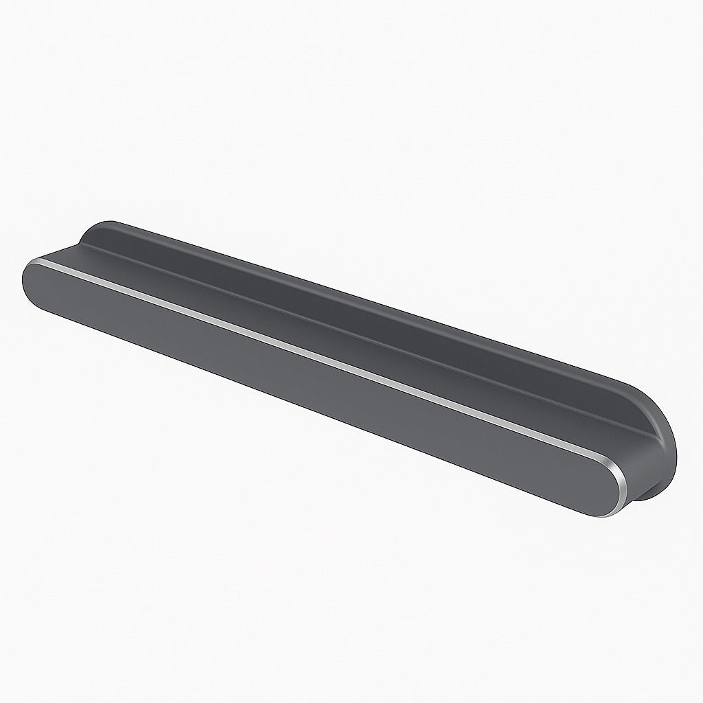 Poignée de meuble cuisine 120mm en métal anthracite, finition mat contemporaine