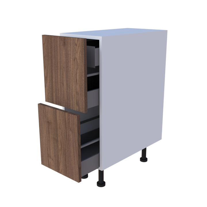 Meuble bas 2 casseroliers + 1 tiroir caché - Larg. 30cm - Haut. 85cm (pieds inclus)