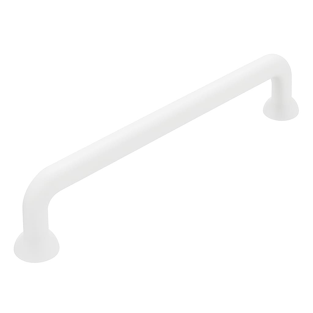 Poignée de meuble cuisine 144mm entraxe en métal blanc, finition moderne