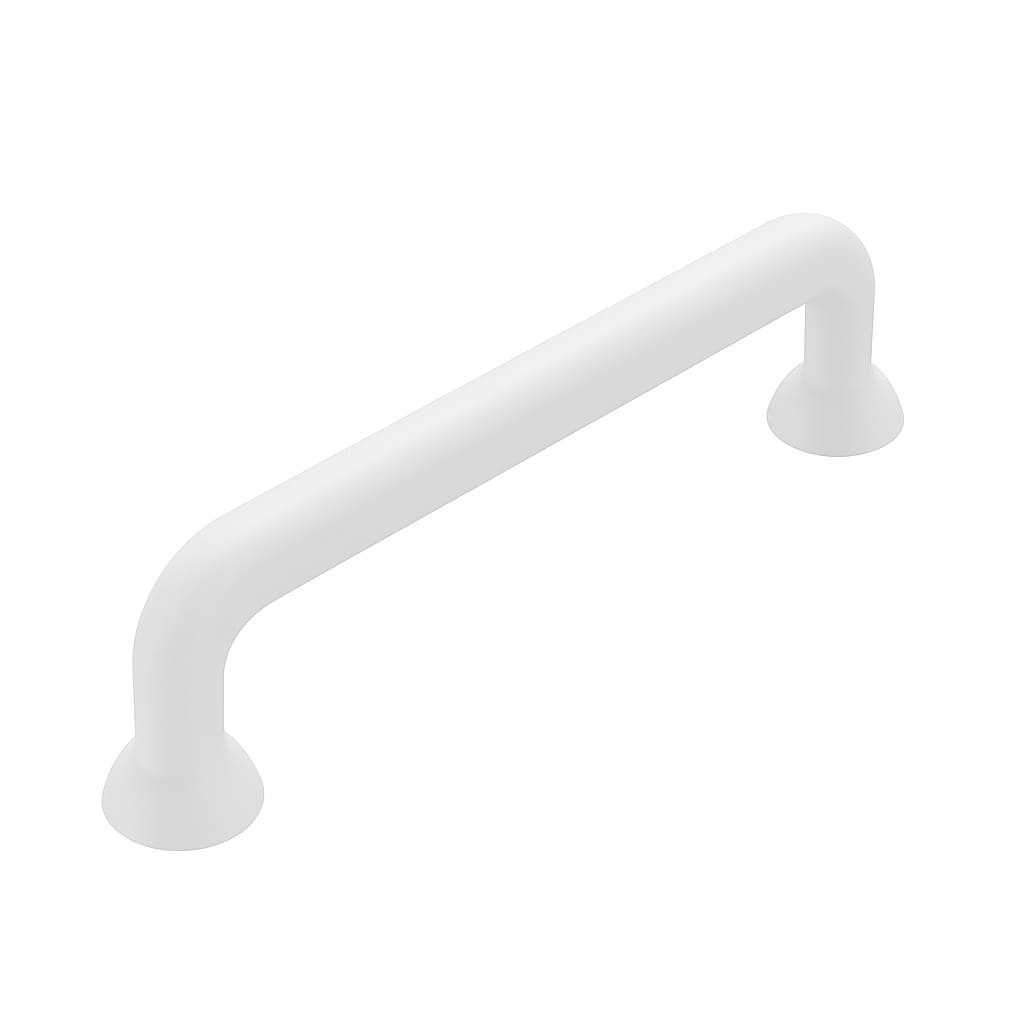 Poignée de meuble cuisine 111mm en métal blanc, finition laquée contemporaine