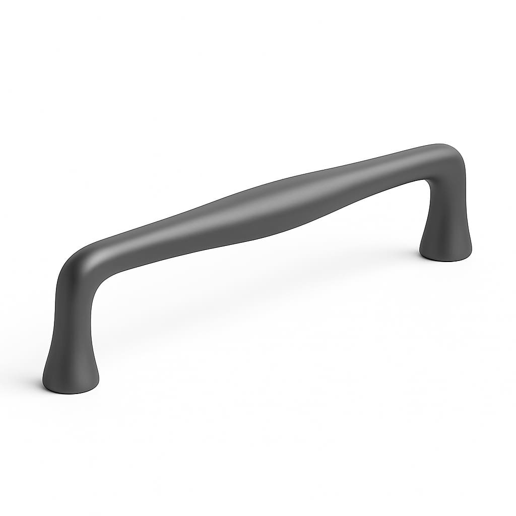 Poignée de meuble cuisine 140mm en métal anthracite, finition contemporaine