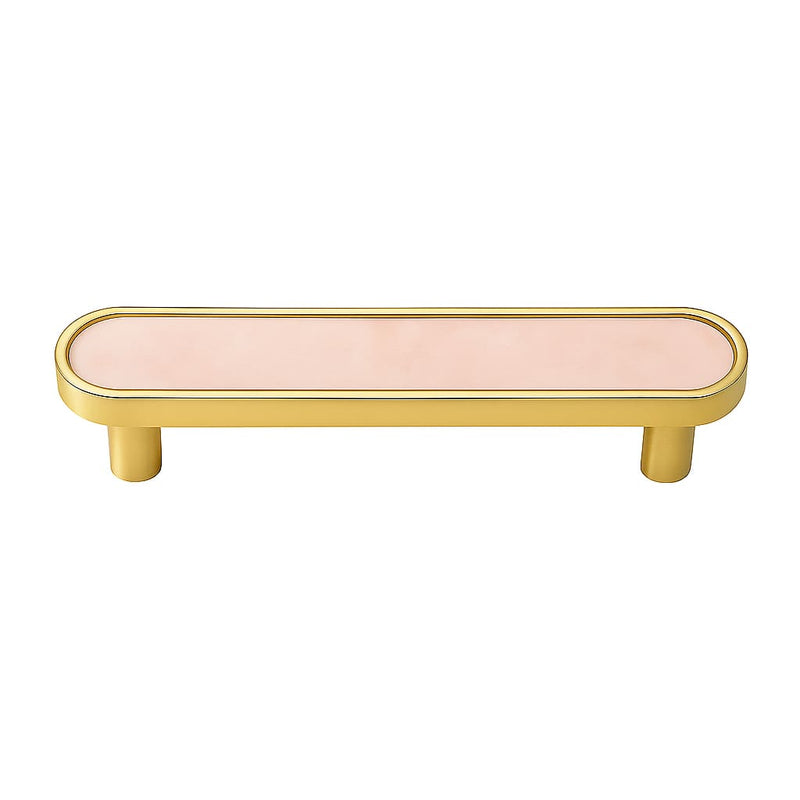 Poignée de meuble cuisine 117mm métal doré rose, finition brillante contemporaine