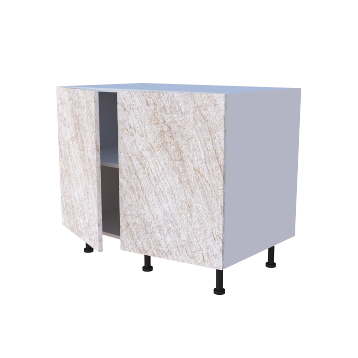 Meuble bas de rangement 2 portes - larg. 100 cm - faible profondeur - Haut. 85cm (pieds inclus)