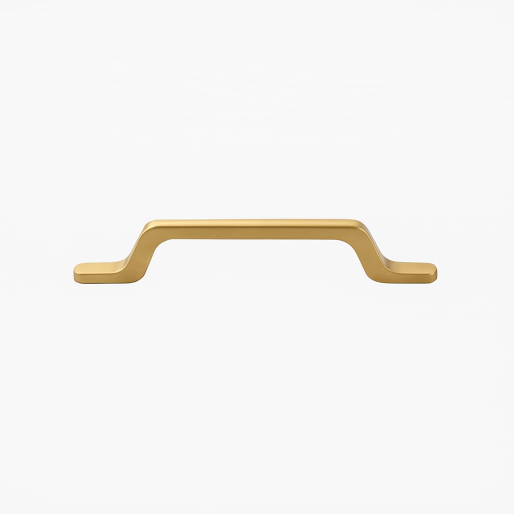 Poignée de meuble cuisine 151mm en métal doré mat, finition contemporaine