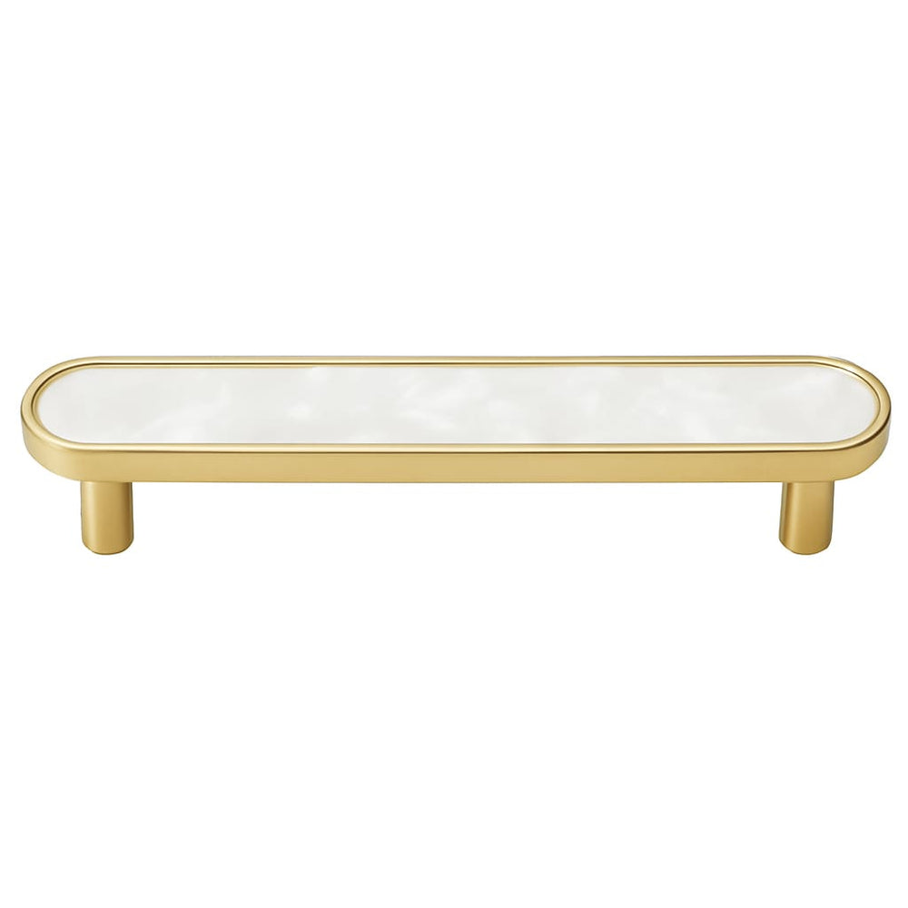 Poignée de meuble cuisine 150mm métal doré blanc, finition contemporaine