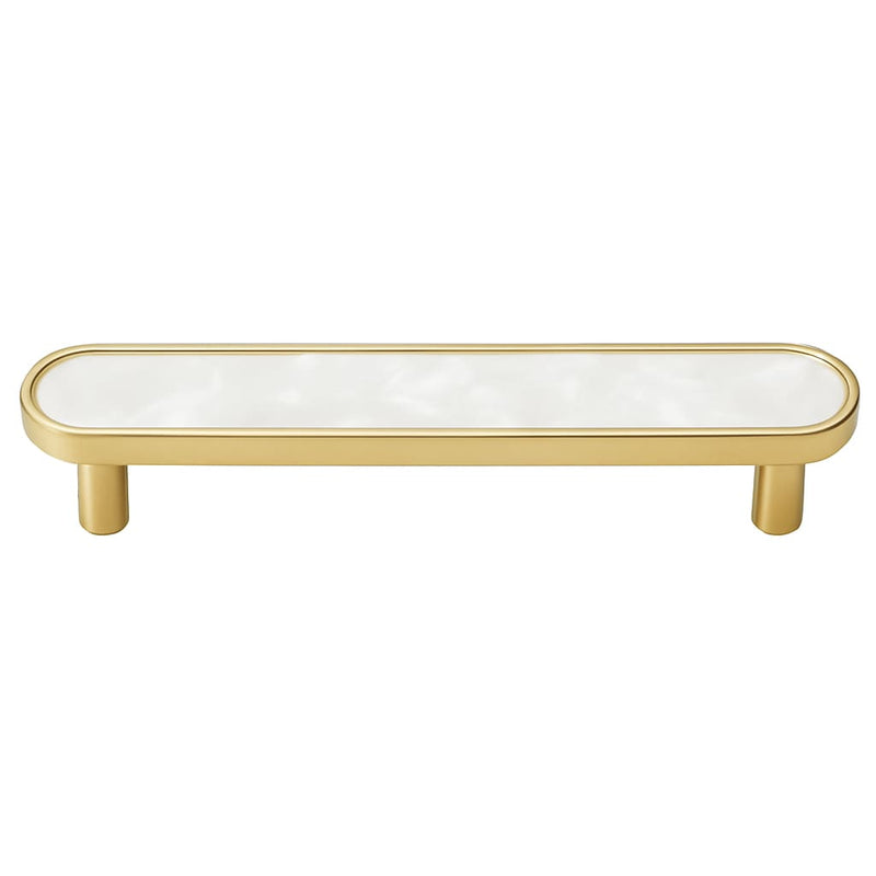 Poignée de meuble cuisine 150mm métal doré blanc, finition contemporaine