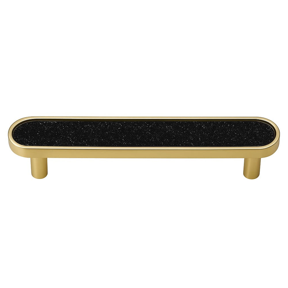Poignée de meuble cuisine 150mm métal bicolore doré et noir, finition contemporaine